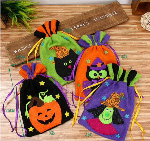 High quality fashion trend Halloween non-woven hand-held children pumpkin gift bunched candy bag holiday show bag wholesale