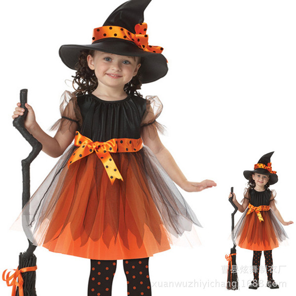 New children's Halloween costumes cosplay party witch performance costume witch princess dress