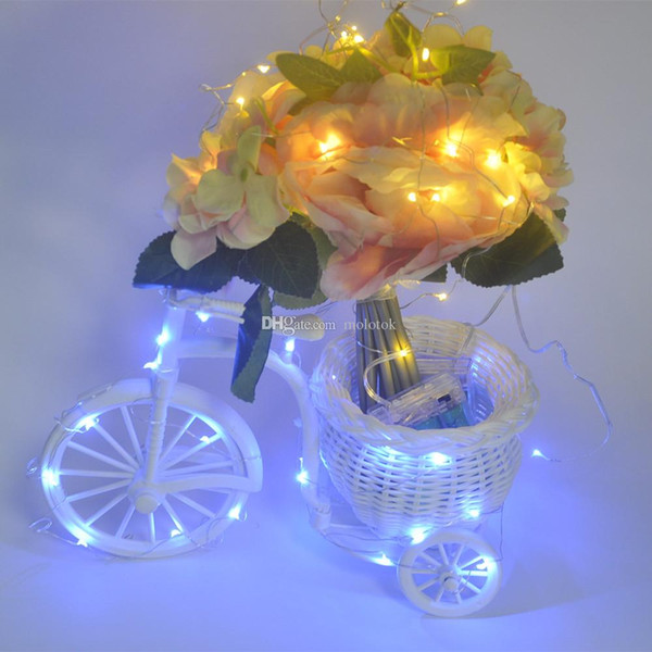 Fashion Handmade White Bicycle Shaped Bike with Flower Basket&Copper wire Led String light, Wedding Party Table Decoration Gift