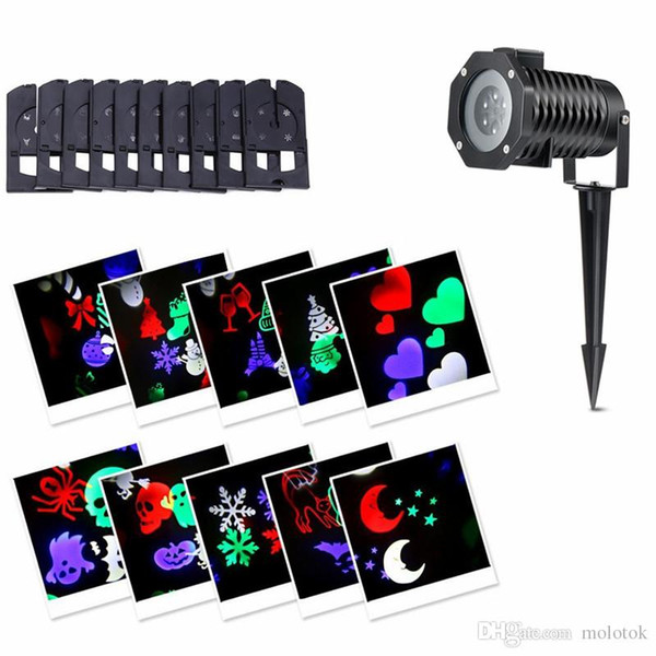 1X Winter Seasonal Christmas Led Projector 10 Patterns Halloween Rotating Projection Light Landscape Led Spotlights for Holiday