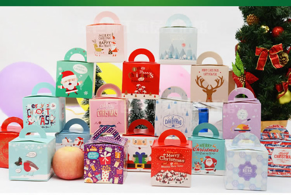 100 pcs 2016 new Portable cartoon Christmas Apple box Fold the apple box fashion frozen Gift box new year gifts box