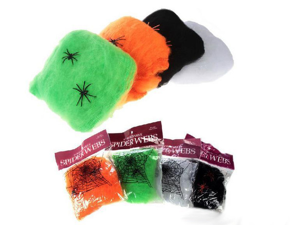 2016 Halloween Scary Party Scene Props 4 colors Stretchy Cobweb Spider Web Horror Halloween Decoration For Bar Haunted House