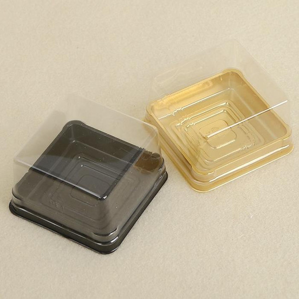 New Arrivals--100pcs=50sets 6.8*6.8*4 cm Mini Size Clear Plastic Cake boxes Muffin Container Food Gift Packaging Wedding Supplies