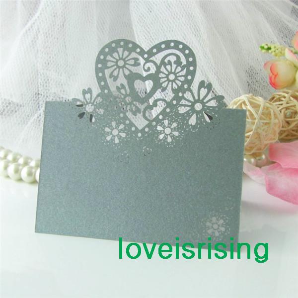 High Quality--50pcs/lot Silver Color Laser Cut Place Cards Wedding Name Cards For Wedding Party Table Decoration