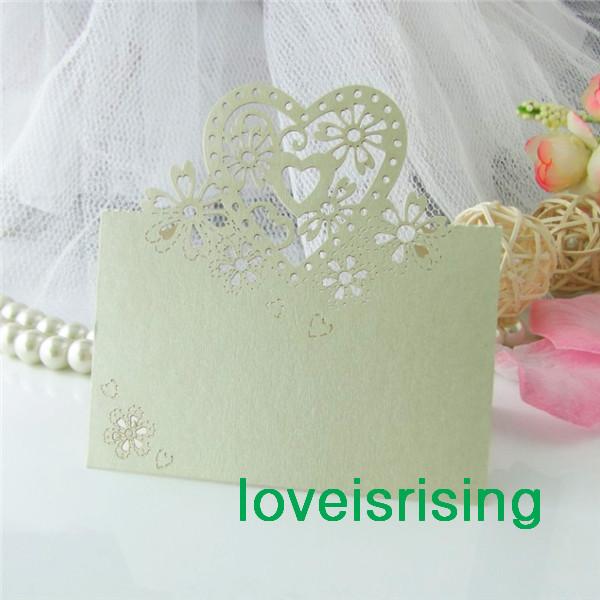 Free Shipping-50pcs Ivory Color Laser Cut Place Cards Wedding Name Cards For Wedding Party Table Decoration