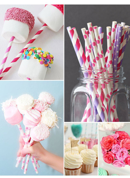 New 1000pcs Mixed Chevron Polka Dot Stripe patterns Stars Drinking Paper Straw Colorful paper straws for party favor