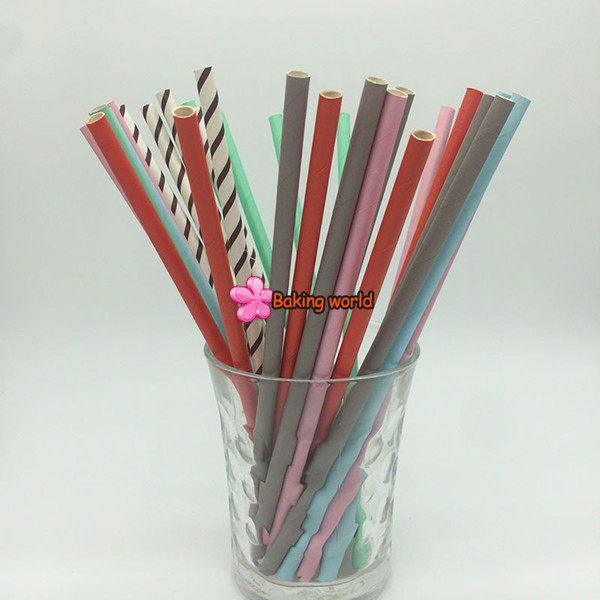 1000Pcs Hot Selling Mixed simple Biodegradable Paper Straw Drinking Decorativing Wedding Baby Kids Birthday Party Supplies