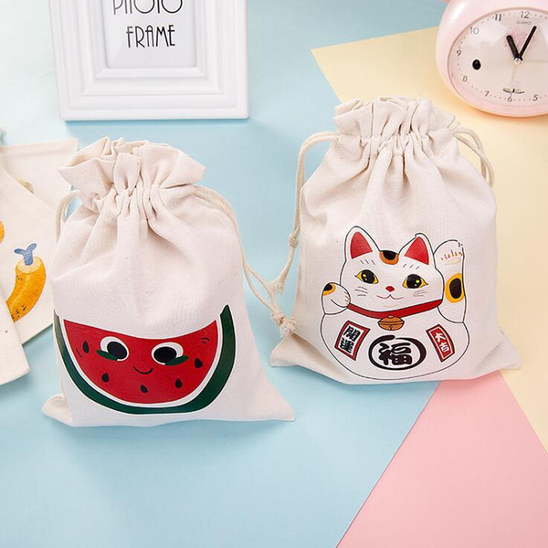 Newest Halloween Sacks Candy Gifts Bag 21X15.5CM Treat & Trick Drawstring Bags Cotton Canvas Kids Pumpkin Spider Tote Bag