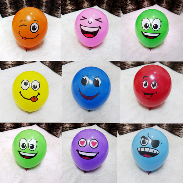 Stock 12inches moji Face Expression Latex Balloon Multicolor Colorful Happy Face Balloons Birthday Party Decoration Kids Toy