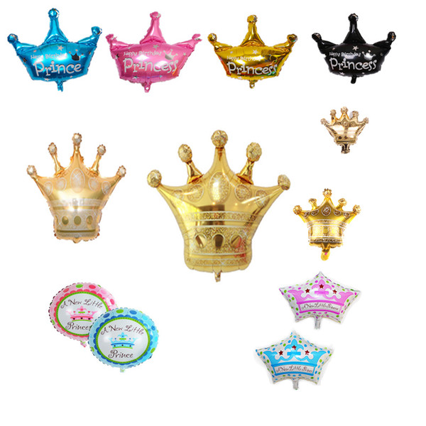 Hot sale Crown Foil Balloon princess happy Birthday balloons celebration party diamond decoration Air ballon baby shower ball