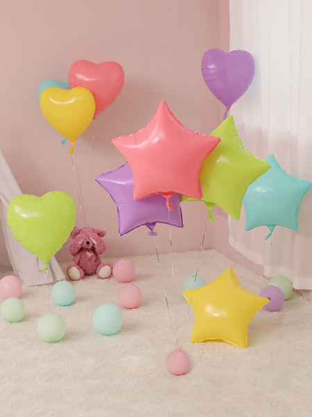 High Quality Heart Star Foil Balloon Round Ice cream Color Candy Colors Macarons balls 18inches Wedding Birthday Party Decoration Balloon