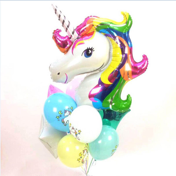 Rainbow Unicorn Balloons 116cm Toys Party Supplies Foil Balloons Kids Cartoon Animal Horse Float Globe Birthday Party Decoration