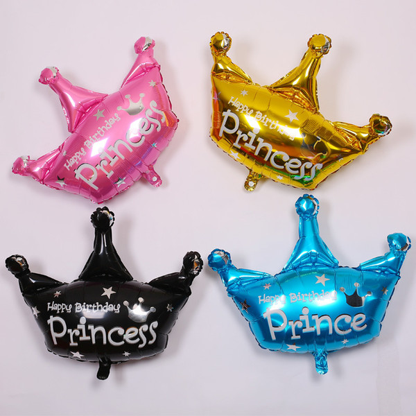 Hot Pink princess prince helium balloon princess crown wedding foil balloons for baby boy girl happy birthday party decor