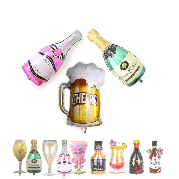 Large Size Pink Champagne Cup Beer Bottle Balloons Aluminium Foil Helium Wedding Birthday Party Festival Decorations Globos