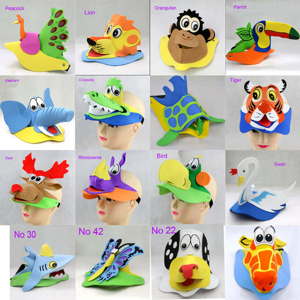 2019 New arrival DIY 3D animals cartoon hat EVA foam cartoons mask for children's Day And theme party Christmas 5 pcs/lot mix design