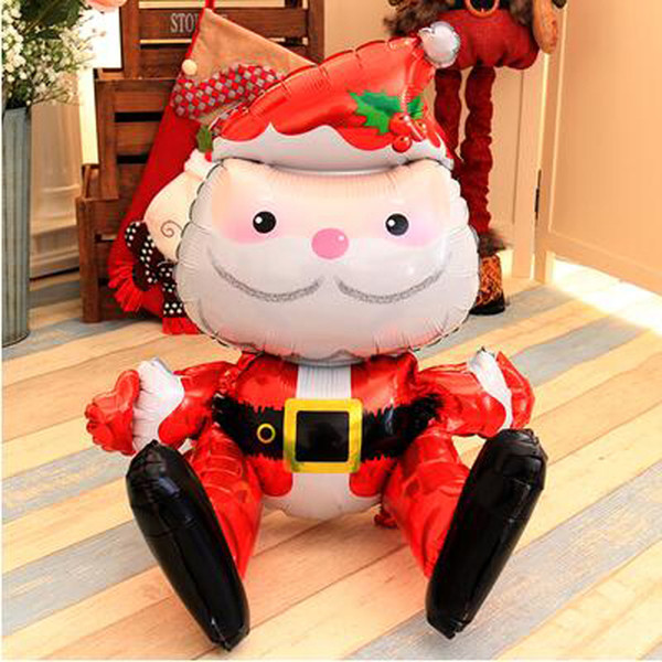 3D Stereo Santa Clause Foil Balloons Christmas Party Holiday Home Party Decorations Store New Year Xmas Layout Kids Toy Gift