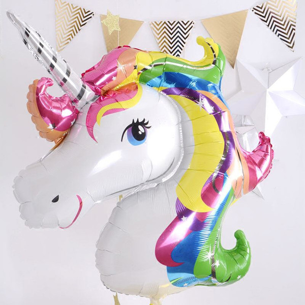 Large 115CM Cartoon Unicorn Balloon Aluminum Foil Balloons for Birthday Party inflatable balls Decoration Anagram Rainbow Gift Christmas