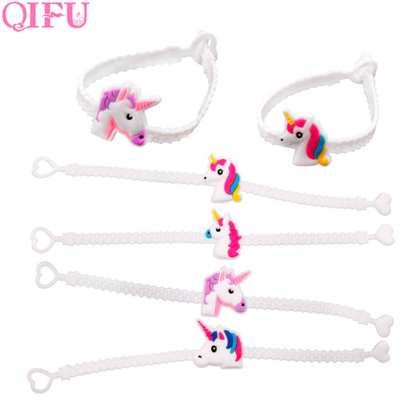 QIFU 12pcs Unicorn Party Theme Rubber Bangle Bracelet Birthday Party Decorations Kids Favors Wristband Unicorn Party Supplies