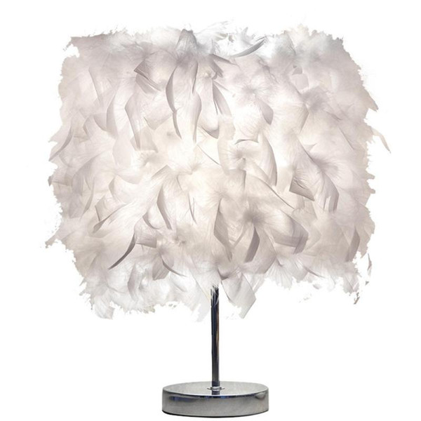 Feather Table Lamp Creative Fashion White Bedroom Bedside Lamps Living Room Birthday Wedding Decorative Desk Light US #45