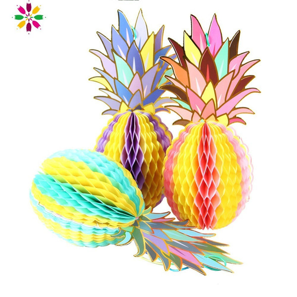 Summer Hawaiian Party Decoration 3pc/set Honeycomb Pineapple Table Centerpiece Beach Pool Luau Tropical Birthday Party Decor