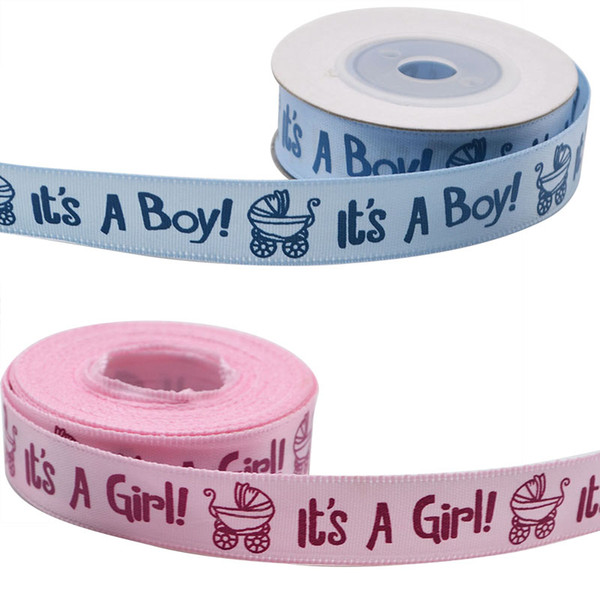 10Yards Satin Ribbons Roll Baby Shower Printed Its A Boy/Its A Girl Birthday Party Decoration DIY Card Gift Wrapping Supplies