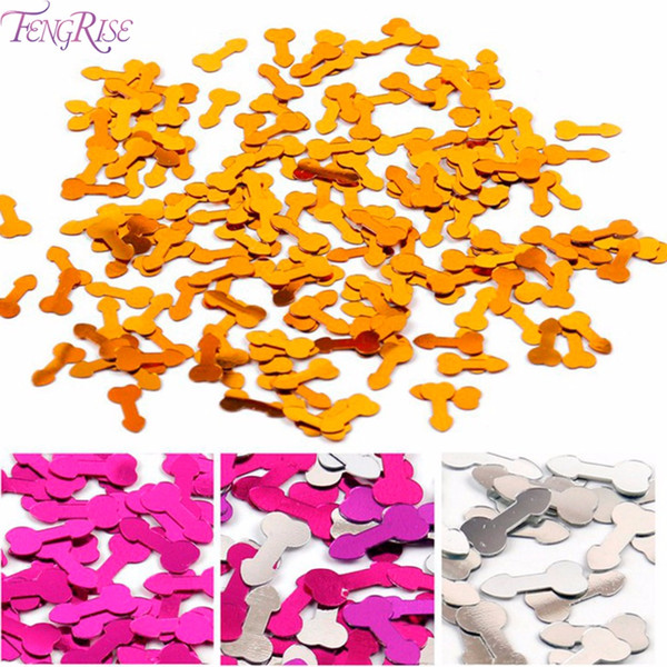 FENGRISE 50pcs Willy Penis Gold Confetti Table Scatters Bachelorette Party Decoration Silver Glitter Hen Party Bling Confettis