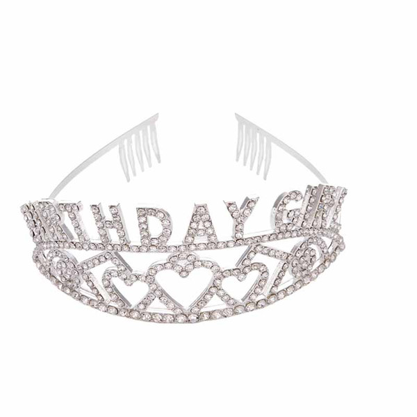 Happy birthday girl Tiara Crown hat for girls kids adult 9 10 16 18 20 21 30 40 50 60 70 80 90th years birthday party decoration