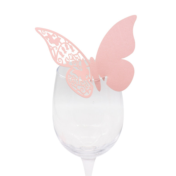 20 pieces/lot Butterfly Laser Cut Paper Place Card / Escort Card / Cup Card/ Wine Glass Card For Wedding Party Decoration