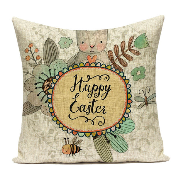 Easter Decoration Eggs Pillowcase 45x45cm Happy Easter Bunny Decoration For Home Easter Rabbit Linen Birthday Party Decorations