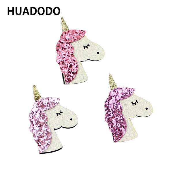 HUADODO 10Pcs Glitter Unicorn Party Decoration Mini Cartoon Unicorn for Scrapbooking wedding Decoration Party DIY supply