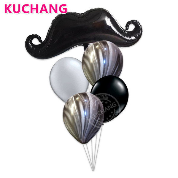 5pcs/Set Dashing Little Man Baby Shower Balloons Mustache Foil Ball Black Beard Kids Toys Birthday Party Decor Supplies Helium