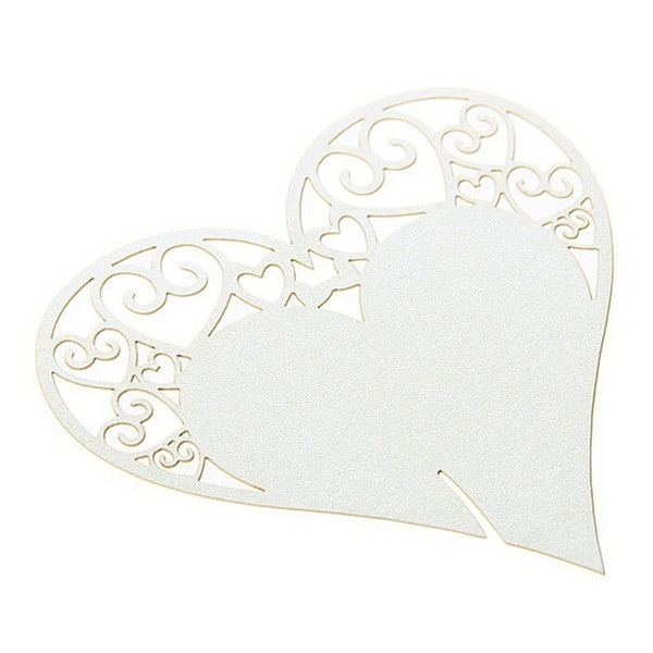 50pcs/set Wedding Table Decoration Place Cards Laser Cut Heart Floral Wine Glass Place Cards For Wedding Party Decoration