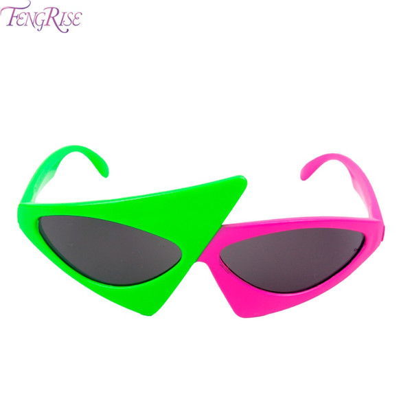 FENGRISE Kids Novelty Glasses Green Pink Contrast Funny Roy Purdy Glasses Hip-Hop Asymmetric Triangular Sunglasses Party Decor