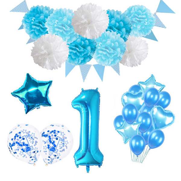 38 Styles baby shower decor Blue Pink Balloons Set Banners Garlands for Kids Baby Boy Girl One Year Old 1st Birthday Party Decor