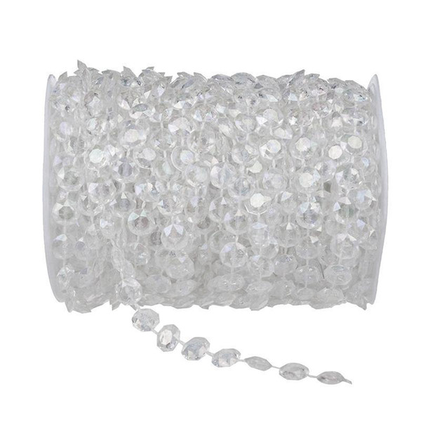 10M Transparent Iridescent Crystal Garland Diamond Acrylic Beads Strand Hanging Curtain for DIY Wedding Party Decoration