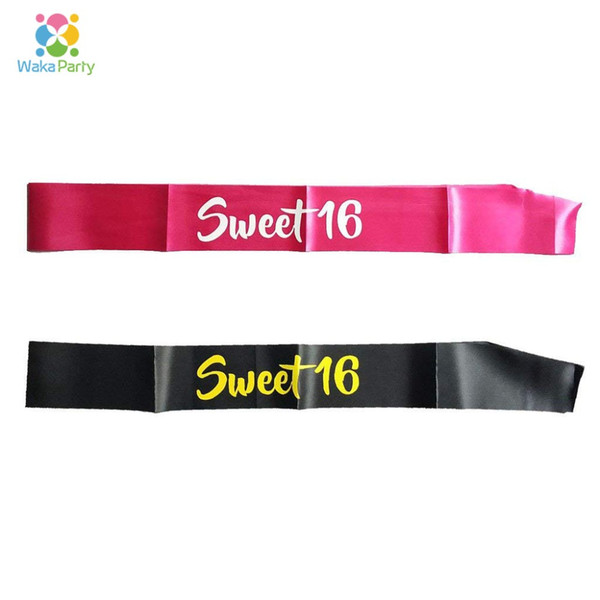 Sweet 16 Satin Sash for 16th Birthday Girl Party Sash Girls 16th Birthday Party Decorations Supplies Favor Gifts Hot Pink Black