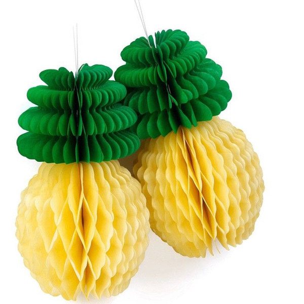 Tropical Pineapple Paper Honeycomb Ball Lantern Home Garden Hawaiian Party Decoration Shower Favor Handmade Fruit Craft Supplies