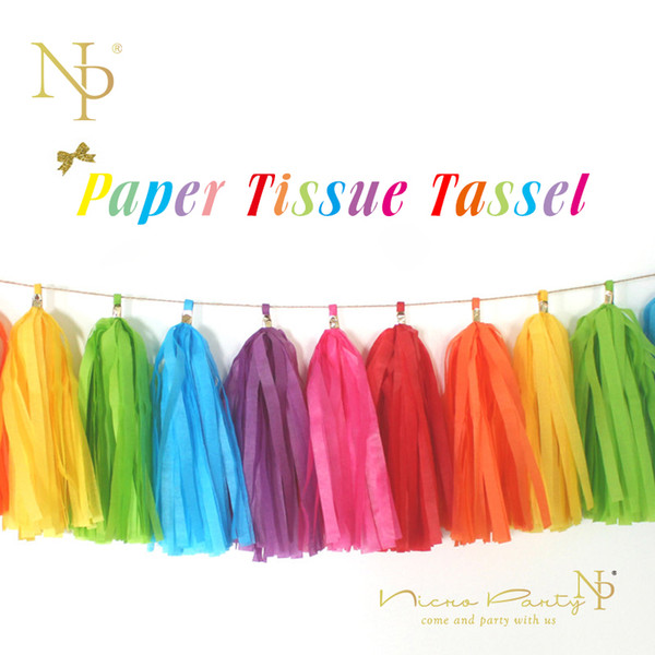 Nicro 19 Color 14'' Tissue Paper Tassel 5Pcs/Bag DIY Party Garland Tassel for Wedding Birthday Kids Decoration Slingers #Tas03