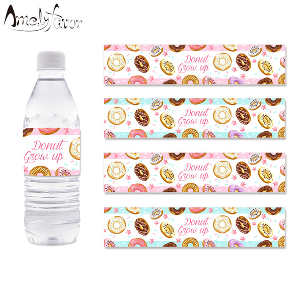 Donut Grow Up Party Water Bottle Labels Yummy Donut Party Water Bottle Wrappers Donut Grow Up Birthday Party Decoration Supplies