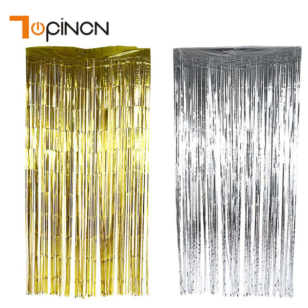 2/3M Metallic Foil Fringe Shiny Rain Curtains Decor Wedding Decor Photography Background Birthday Party Decorations Kids Home