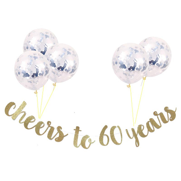 Wedding Birthday Anniversary Party Decorations cheer to 30/40/50/60/70 years Gold Banner 12inch Confetti ballons Annual Supplies