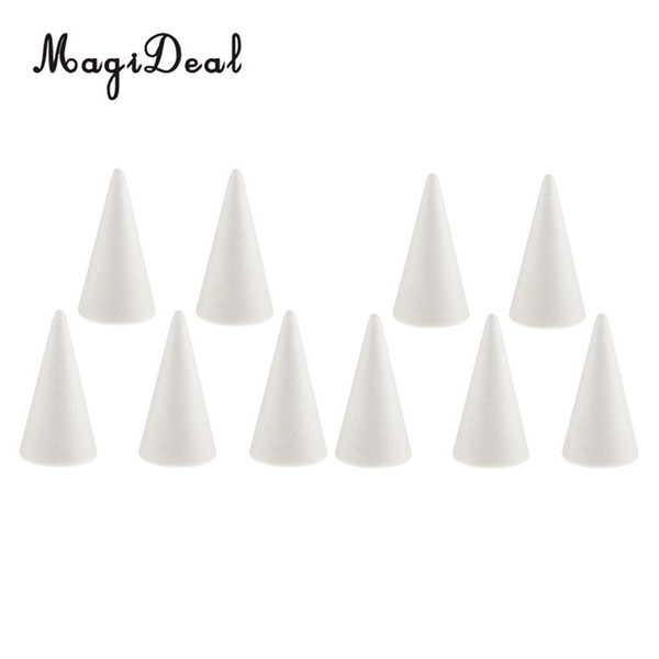 10 Pieces White Creative Styrofoam Foam Ornament Cone Shape DIY Craft Party Decoration