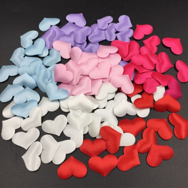 100pcs/Pack 2CM Silk Flower Heart Shaped Petals Artificial Flower Satin Petals for DIY Wedding Party Decoration Scatter Confetti