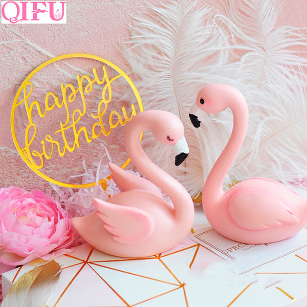 QIFU Birthday Cake Topper Wedding Pink Flamingo Decoration Flamingo Party Supplies Weeding Cake Topper Party Decor Baby Shower