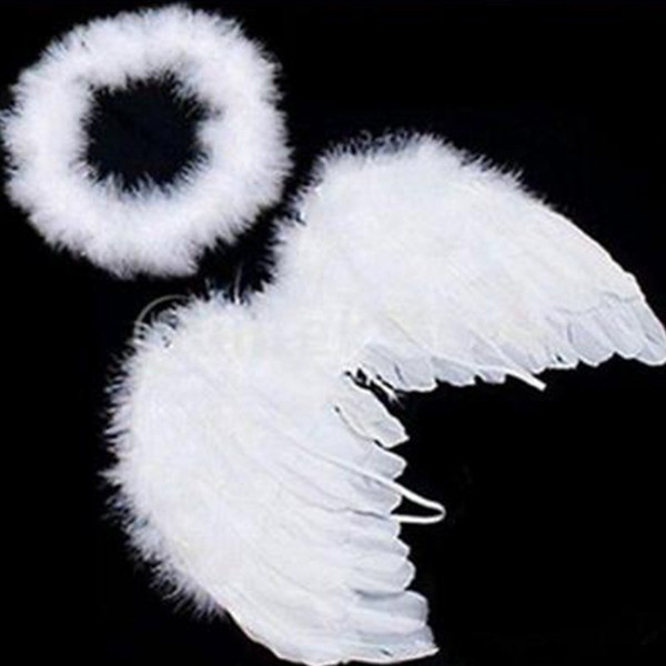 1 set Lovely Baby Kids White Feather Angel Wings with Headband Headwear for Birthday Party Decoration Hot sale