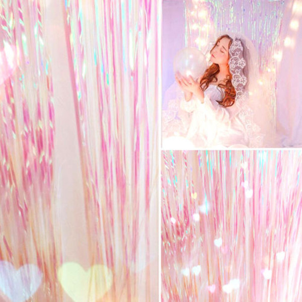 Shimmer Iridescent Foil Fringe Curtain Party Decoration Mermaid Luxury Romantic Backdrop Party DIY Decoration