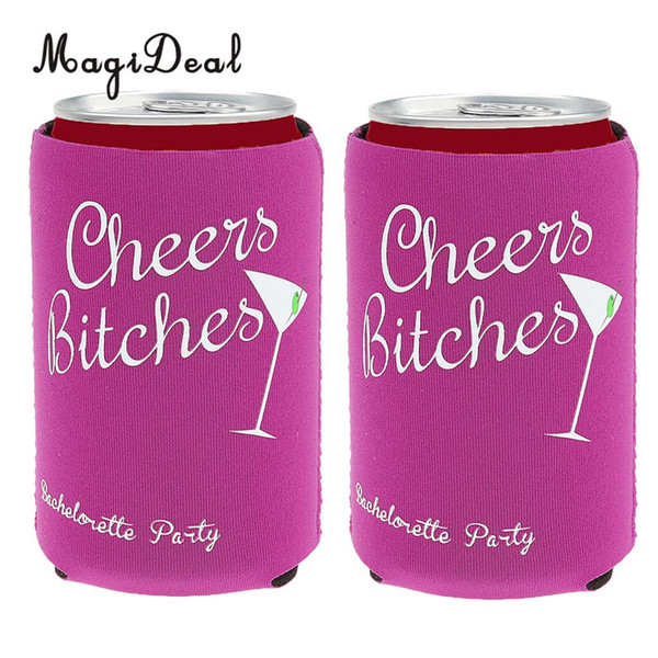 MagiDeal Lovely Set of 2Pcs Beer Bottle Cooler Sleeves Holders Craft for Wedding Hen Night Party Favor Cheers Bitches Supply