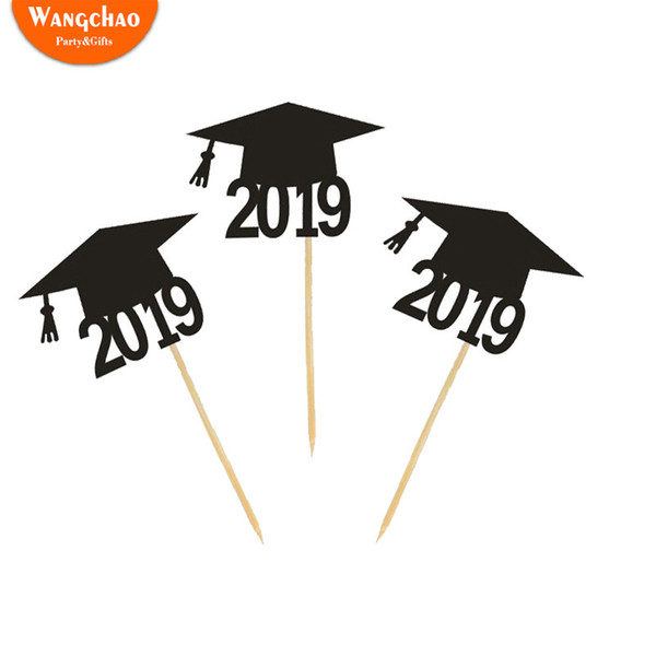 5pcs/bag Graduation 2019 Caps Cake Topper Cupcake Topper Cake Decoration Happy Bachelor Graduation Ceremony Party Supplies