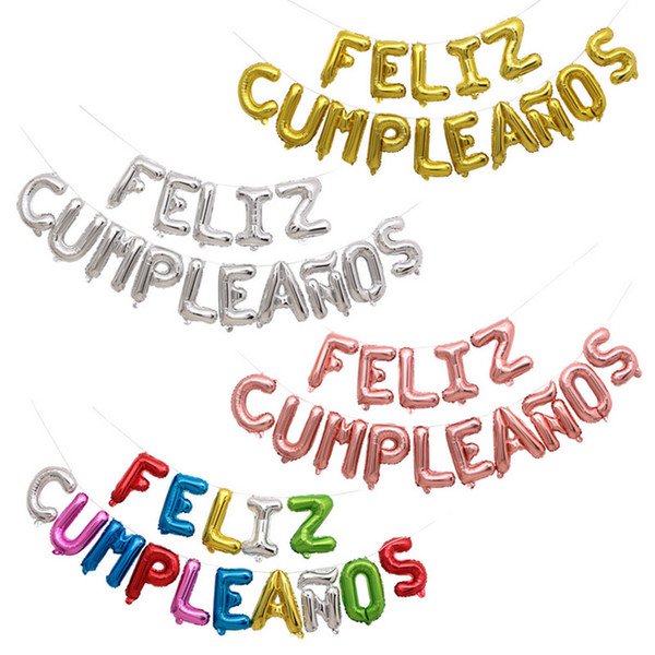 15 pcs/set 16 Inch Spanish Feliz cumpleaños balloon Air Helium balloon children Birthday diy Party Decorations Kids Birthday Balloon -19