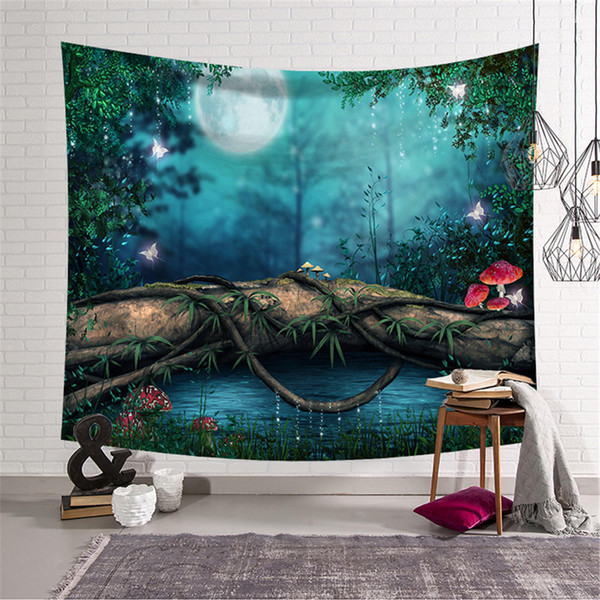 High Quality Tapestry Background Dreamy Forest Home Cloth Beach Towel Living Room Decoration Wall decoration ECO Friendly